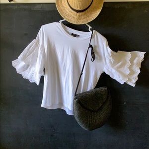 TOPSHOP lace bell sleeve tee